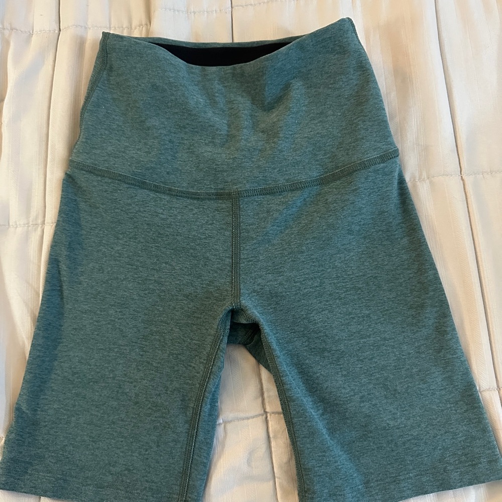Beyond Yoga Green Bike Shorts with High-Rise Waistband
